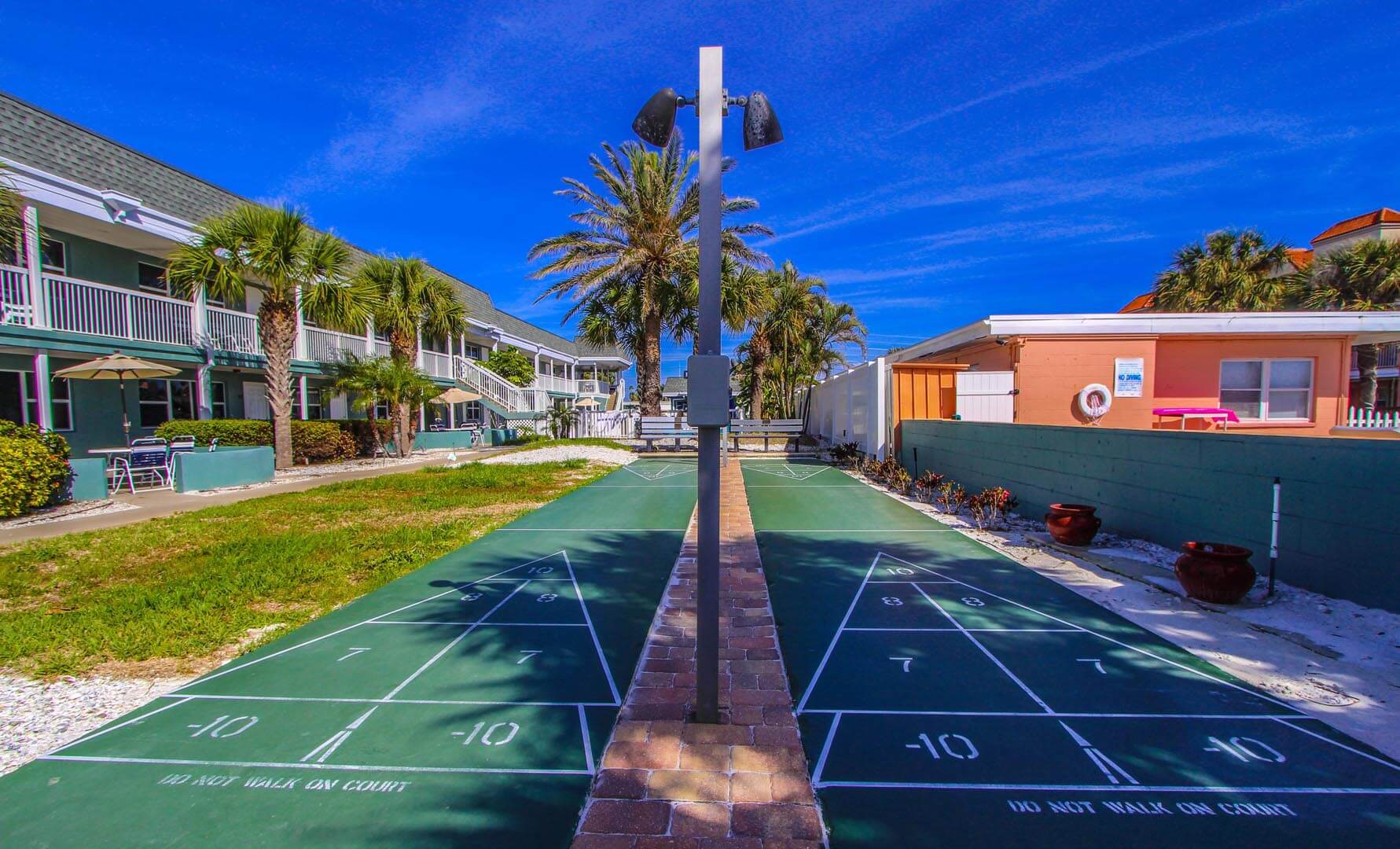 Outdoor resort amenities at VRI's Mariner Beach Club in St. Pete Beach, Florida.